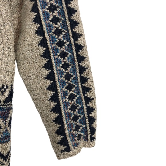 Lucky Brand Southwestern Aztec Knit Open Front Chunky Cardigan Sweater Size XL - Picture 10 of 12